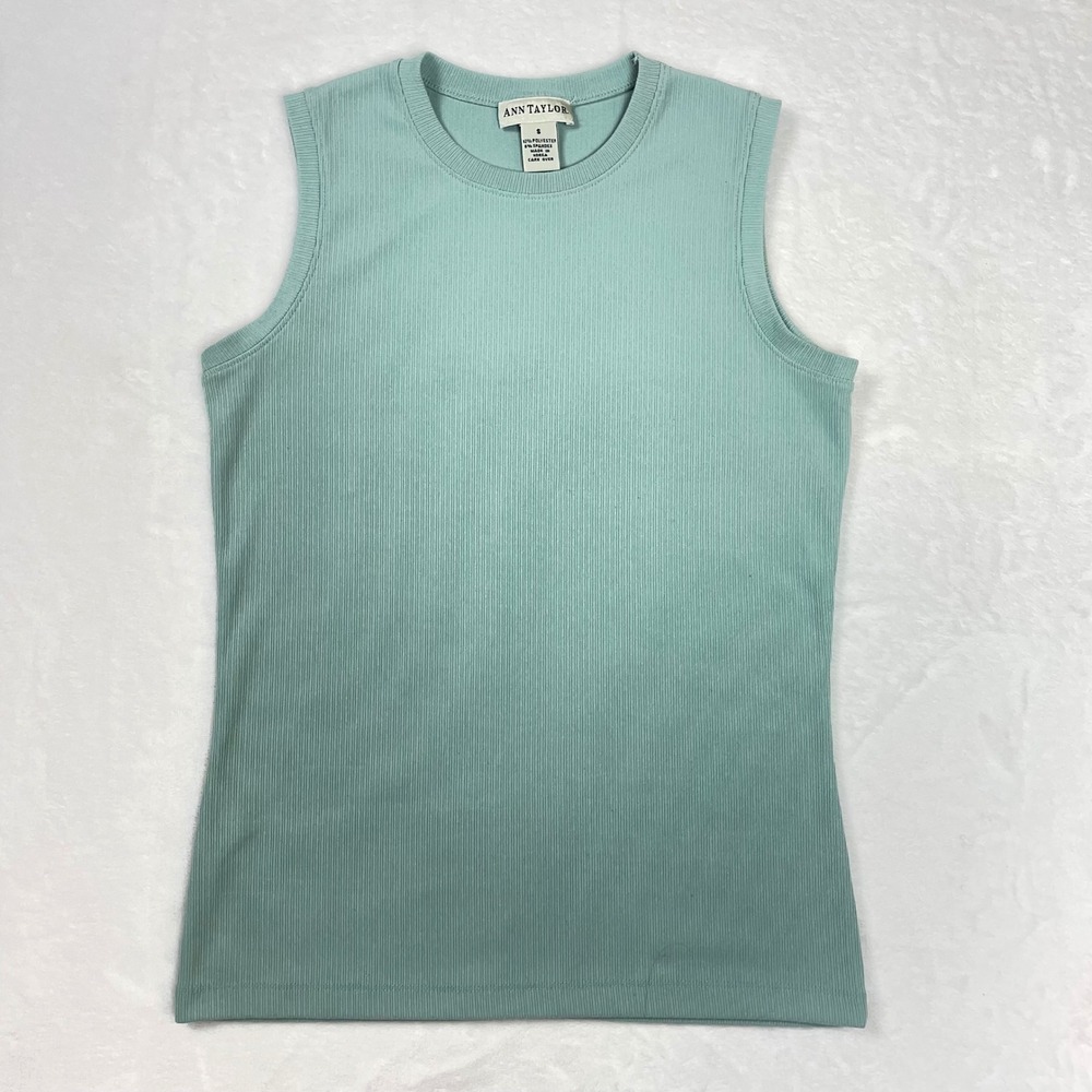 Ann Taylor Sleeveless Top Womens S Mint Green Excellent Vintage Ribbed Shell
